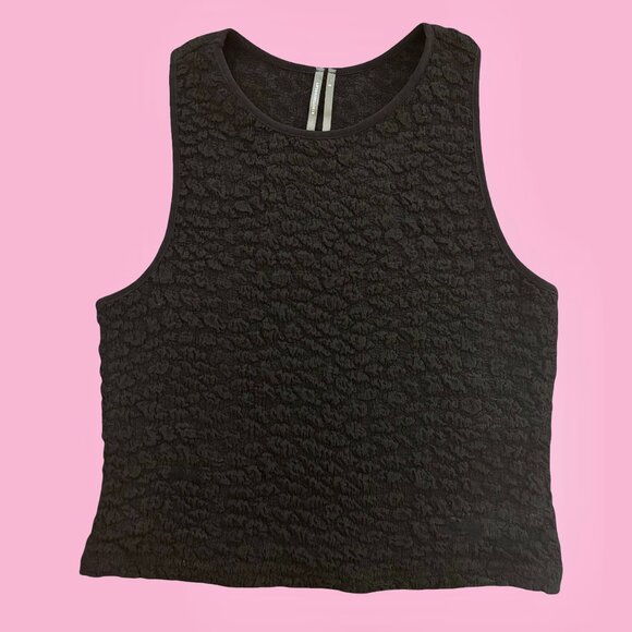 NWOT By Anthropologie Textured Racerback Tank in Black, Size Small - Picture 4 of 5